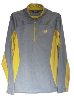 The North Face Quarter Zip Pullover Gray Yellow Size Medium Athletic